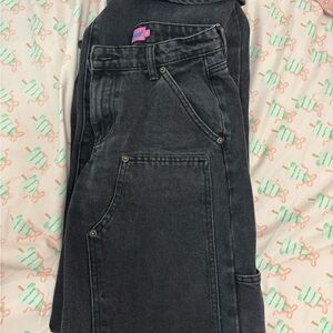 Edikted Black Carpenter Baggy Jeans